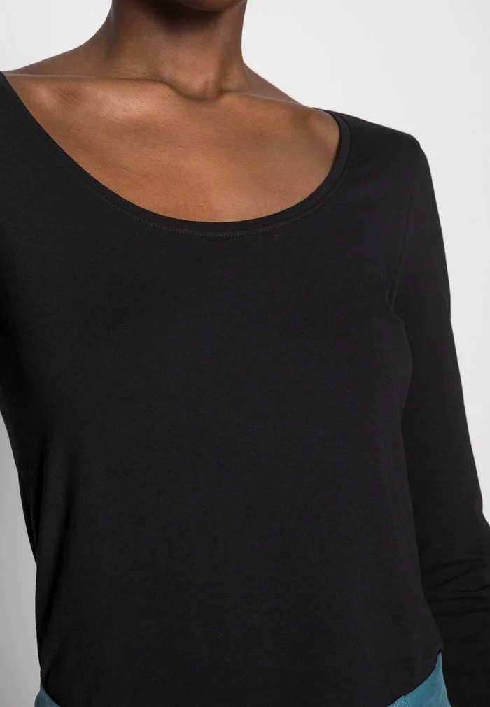 T-Shirt ANNA FIELD Anna Field Basic Round Neck Long Sleeves Noir Femme | ZKT-8316931